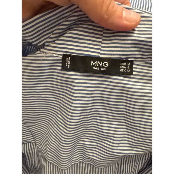 MNG blue and white stripe button up shirt size 6 - Picture 3 of 4